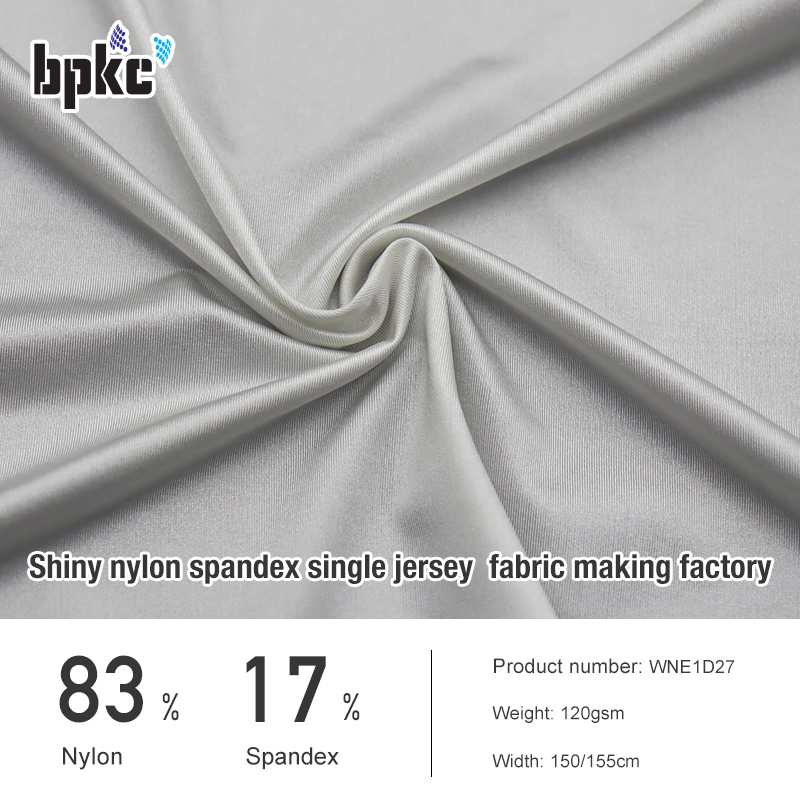 Shiny nylon spandex single jersey  fabric making factory